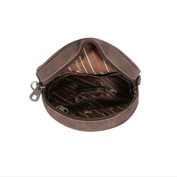 Montana West Floral Embroidered Collection Circle Bag/Crossbody Brown - Picture 4 of 7